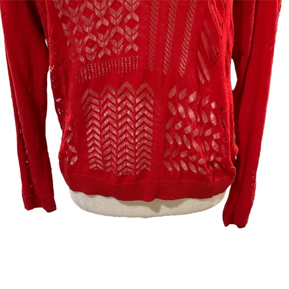 Sandro Paris Red Crochet Lace Sweater - 1 - Small - Picture 4 of 11